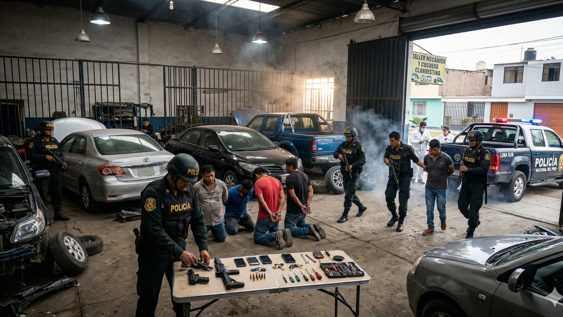 PNP captura banda dedicada al robo de autos en Lima Sur: operaban con armas y llevaban unidades a cochera clandestina