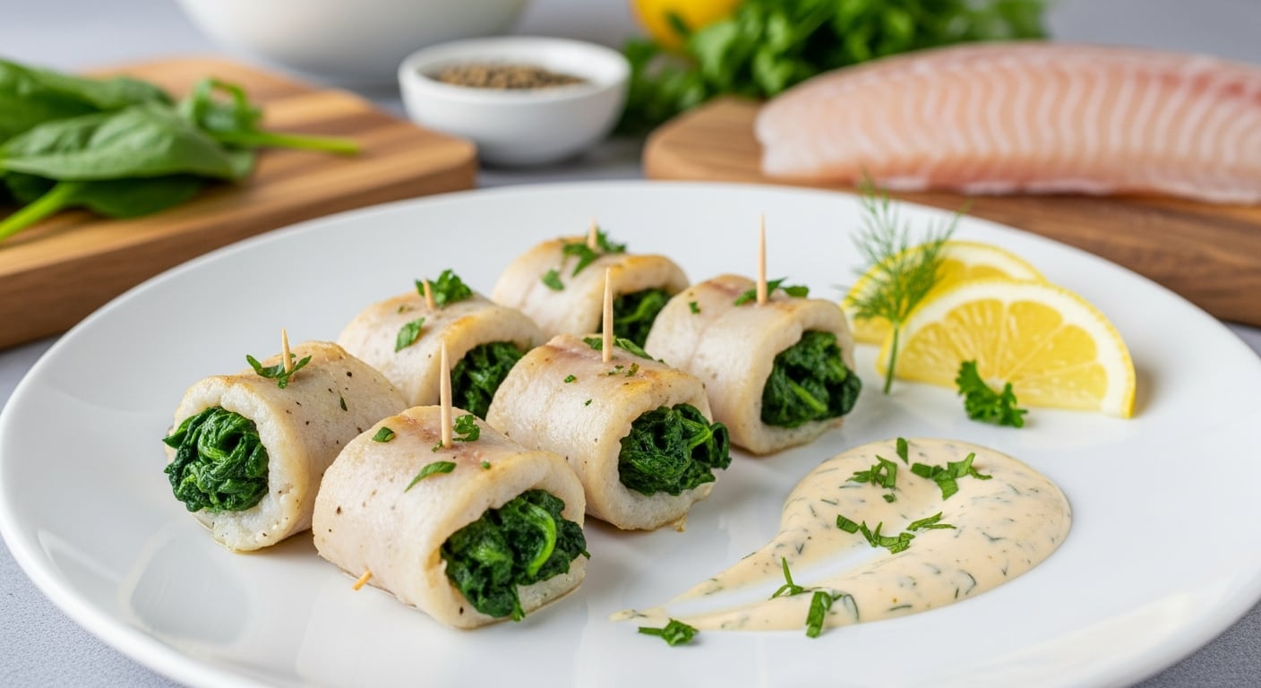 Receta de rollos de merluza y espinaca, rápida y fácil